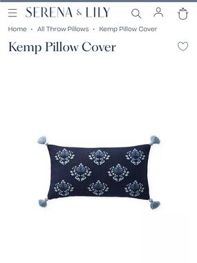 Serena & Lily Kemp Navy Embroidered Throw Pillow Cover
